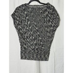 Worthington Womens Black White Space Dye Knit Top Dolman Boat Neck Size M